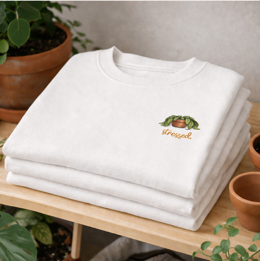 Plant Mood Sweatshirt, stressed.